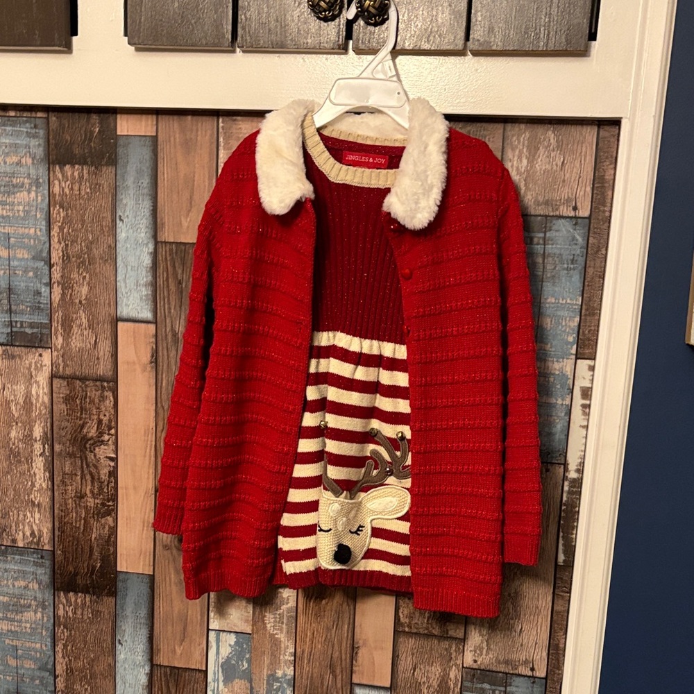 Reindeer Dress and Red & White Max Studio Sweater Set